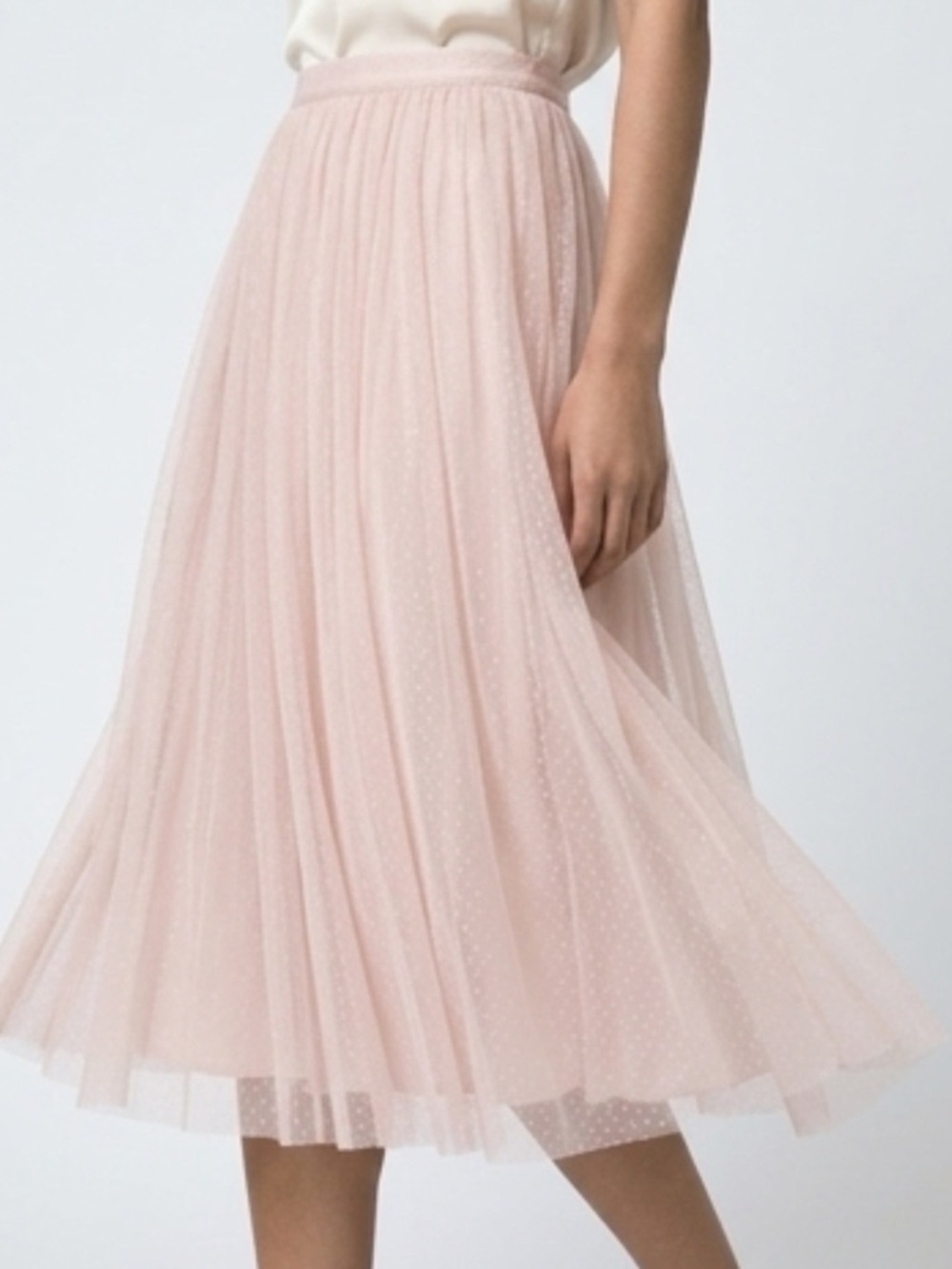 Donna Morgan Collections soft blush Pink Tulle Midi Skirt